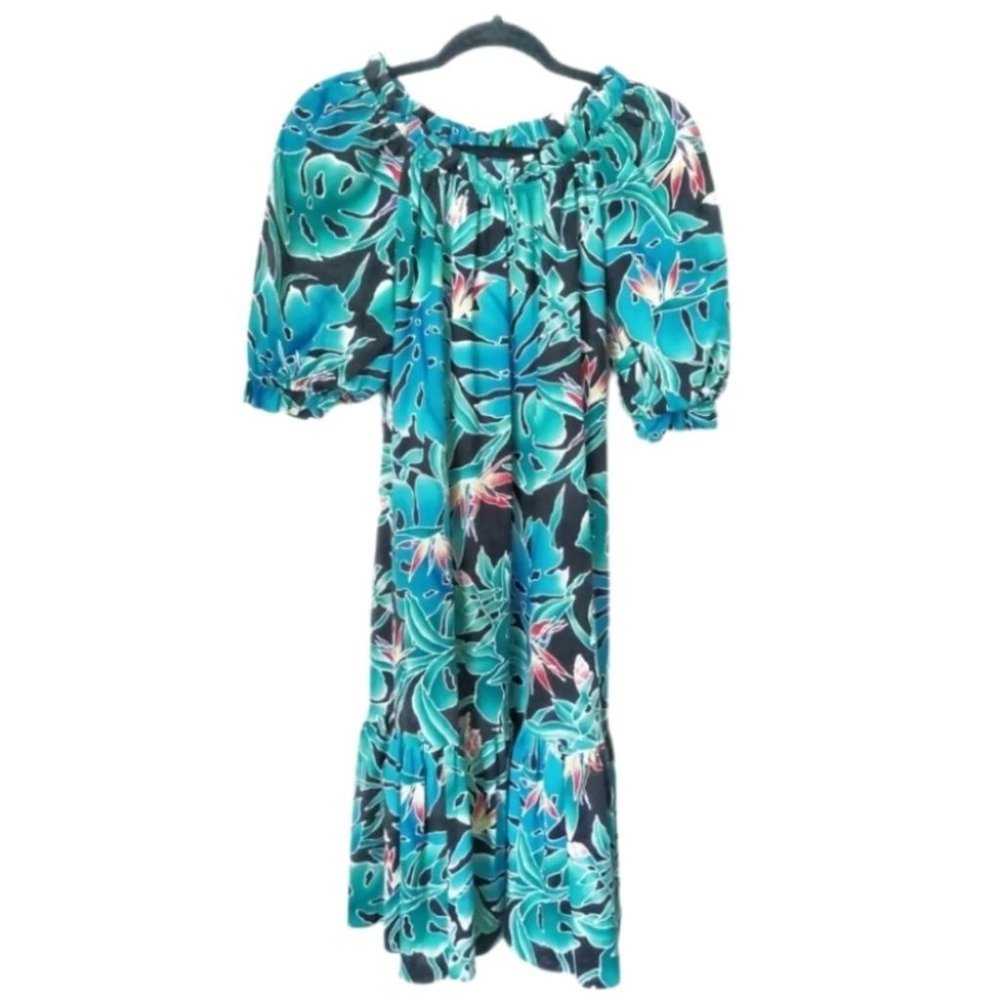 Hilo Hattie Hawaiian Floral Cotton Maxi Dress S
